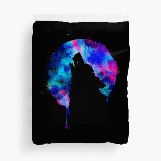 Howling wolf full moon wolves galaxy stars sky Duvet Covers