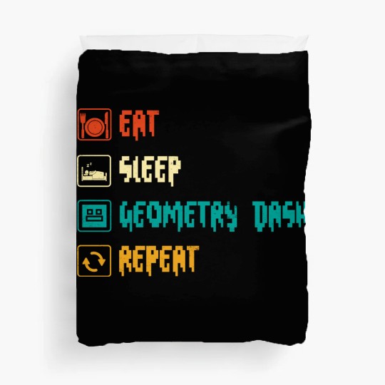 Eat sleep geometry dash repeat retro Jumper Repeat Duvet Covers