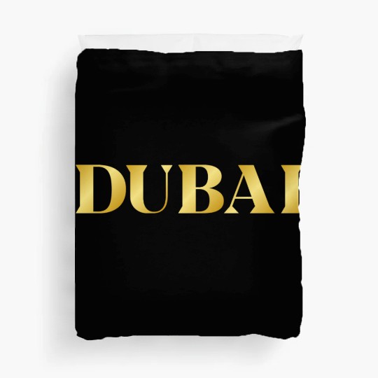 Modern Gold Glam Dubai City Typography Duvet Covers
