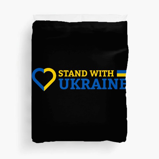 Stand With Ukraine Support Solidarity Heart Flag Duvet Covers