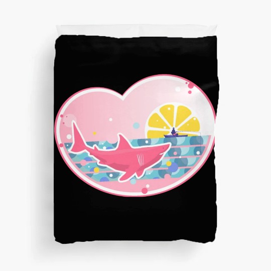 Angler and shark. Duvet Covers