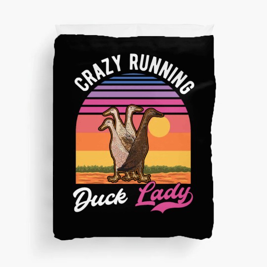 Crazy Running Duck Lady Indian Duvet Covers