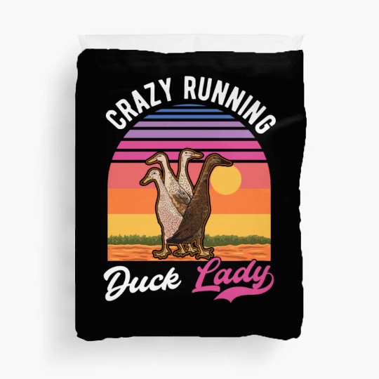 Crazy Running Duck Lady Indian Duvet Covers