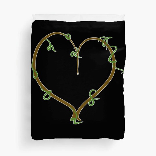 brown heart nature green line icon Duvet Covers