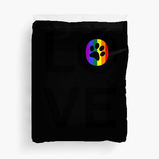 Cat Paw Love LGBT Pride Rainbow Flag Duvet Covers