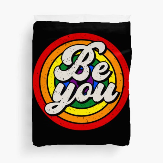 Be You Pride LGBTQ Gay Ally Rainbow Retro Vintage Duvet Covers