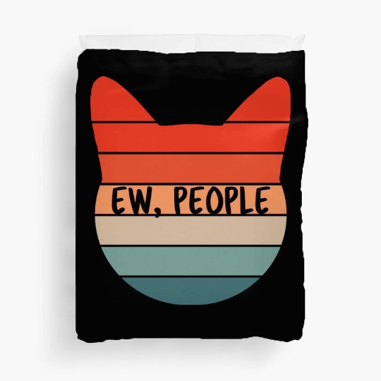 Ew People Cat Retro Sunset Colors Duvet Covers