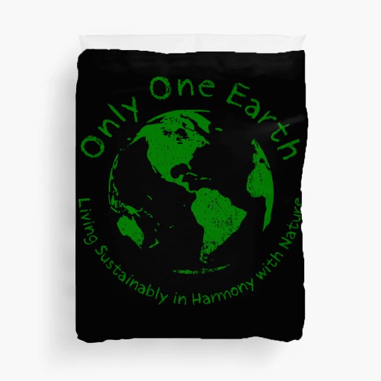 Only One Earth - dark green vintage design Duvet Covers