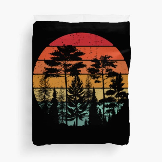 Retro Style Wildlife Trees Outdoors Nature Forest Duvet Covers