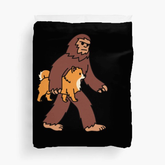 Bigfoot Sasquatch Walking Pomeranian Duvet Covers