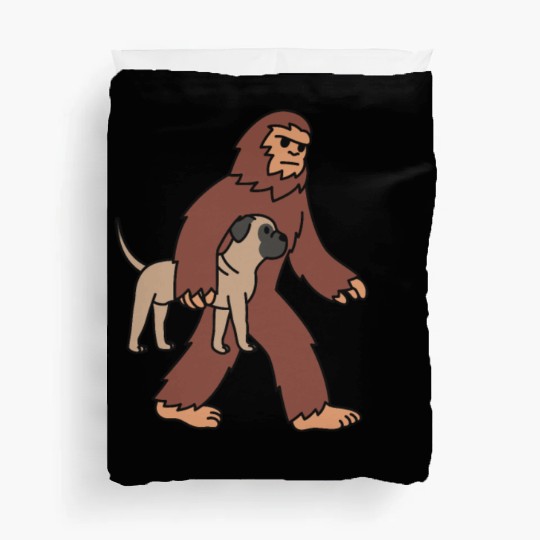 Bigfoot Sasquatch Walking Bullmastiff Duvet Covers
