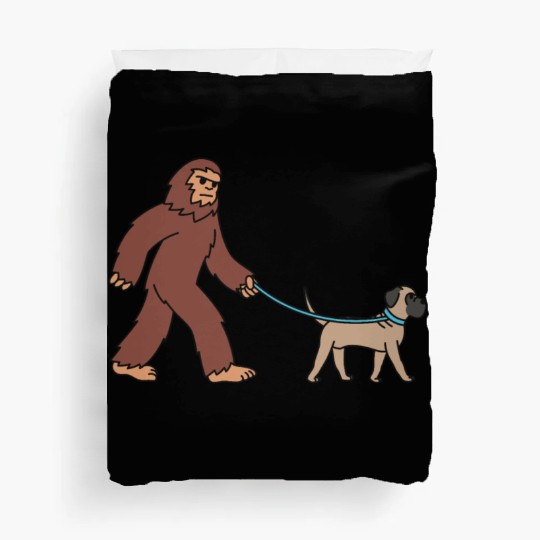 Bigfoot Sasquatch Walking English Mastiff Duvet Covers