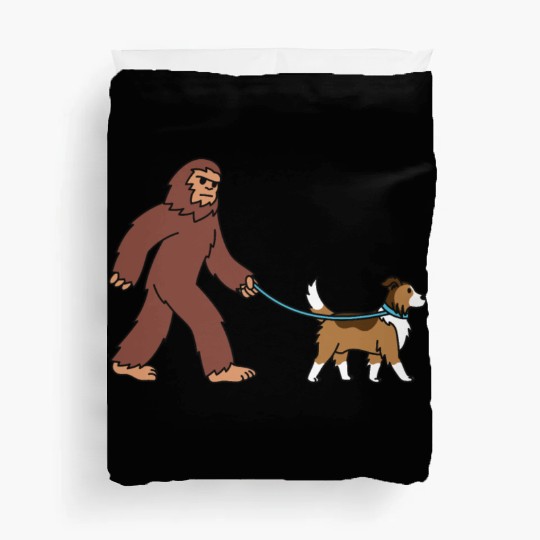 Bigfoot Sasquatch Walking Shetland Sheepdog Duvet Covers