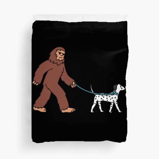Bigfoot Sasquatch Walking Dalmatian Duvet Covers