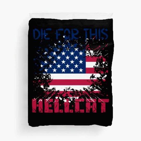 Die For This Hellcat- Vintage US Flag Duvet Covers