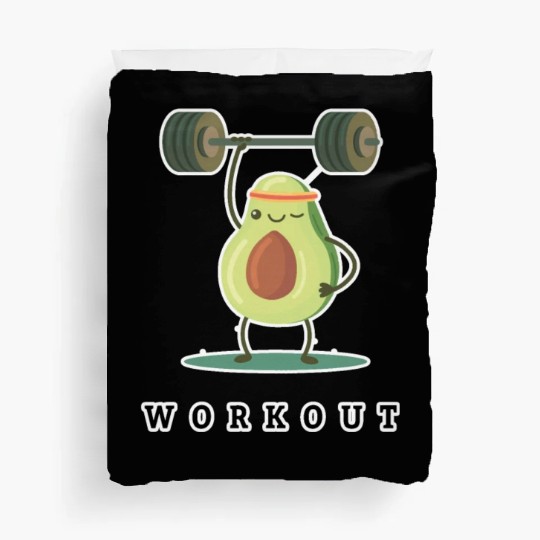 Workout Avocado cartoon Duvet Covers