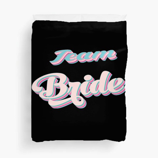 Bachelorette party team bride coul retro pink Duvet Covers