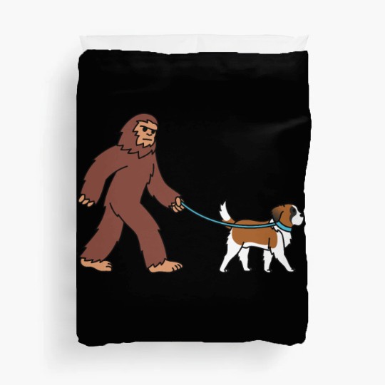 Bigfoot Sasquatch Walking Saint Bernard Duvet Covers
