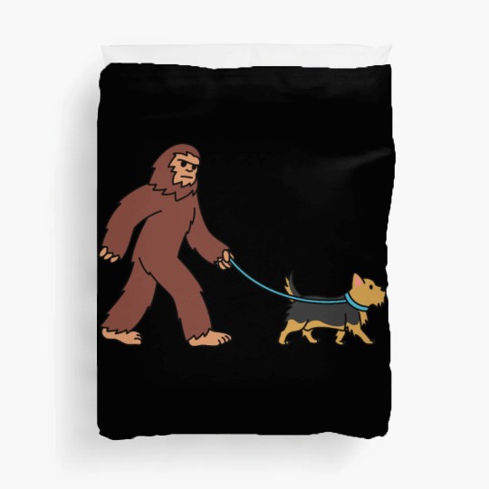 Bigfoot Sasquatch Walking Yorkshire Terrier Duvet Covers