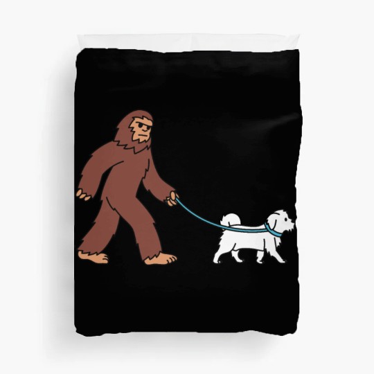 Bigfoot Sasquatch Walking Maltese Duvet Covers