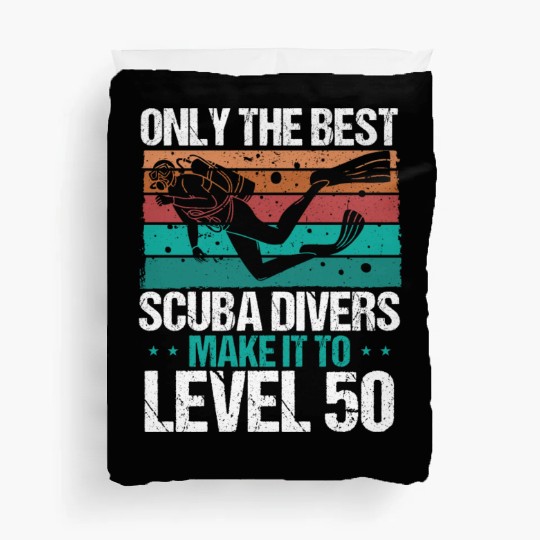 Level 50 Year Old Scuba Diver 50th Birthday Diving Duvet Covers