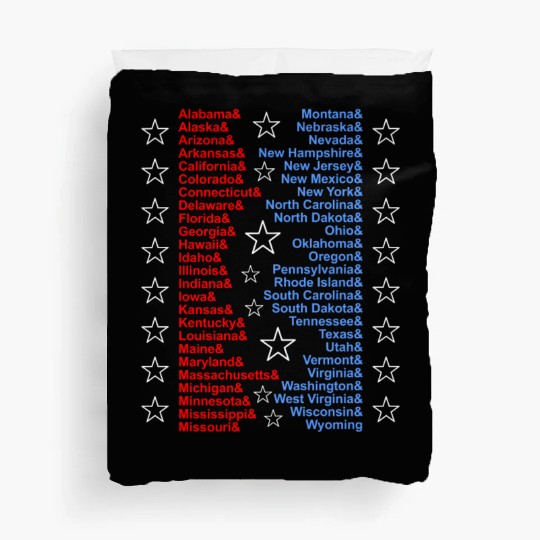 Patriotic Fifty States Red White Blue Duvet Covers