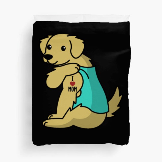 I Love Mom Tattoo Golden Retriever Duvet Covers