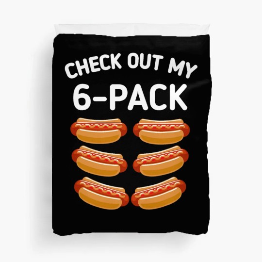 check out my 6 pack Hot dog funny gift hot dogs Duvet Covers