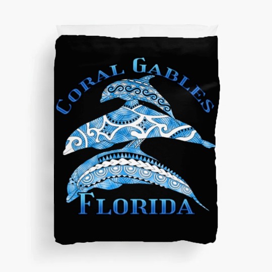 Coral Gables Florida Vacation Tribal Dolphins Duvet Covers