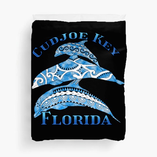 Cudjoe Key Florida Vacation Tribal Dolphins Duvet Covers