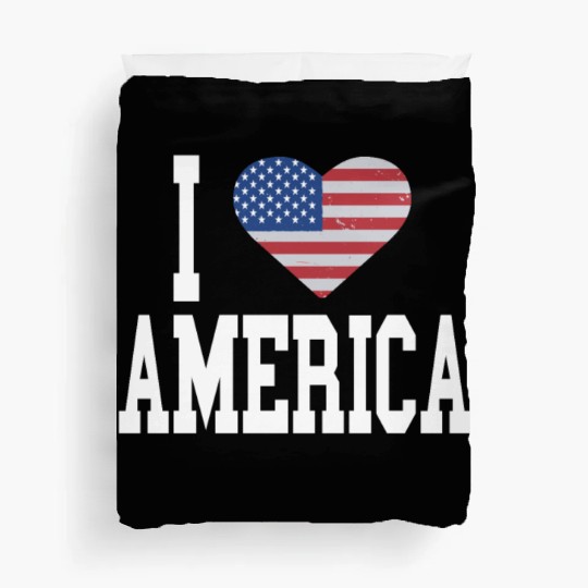 US Flag Proud American I Heart America, I Love Duvet Covers