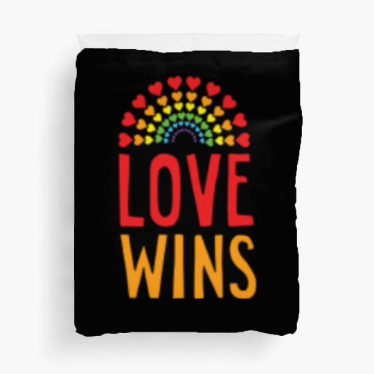 Love wins Rainbow pride LGBTQ pocket size design Duvet Covers