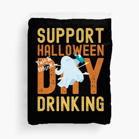 Support Halloween Day Drinking | Drunk Ghost Duvet Covers