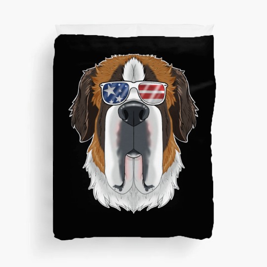 Saint Bernard USA Sunglasses I American Flag Duvet Covers