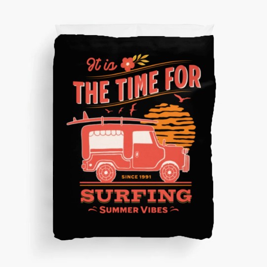 Retro Surfing Design – Summer Beach Vibes. Duvet Covers