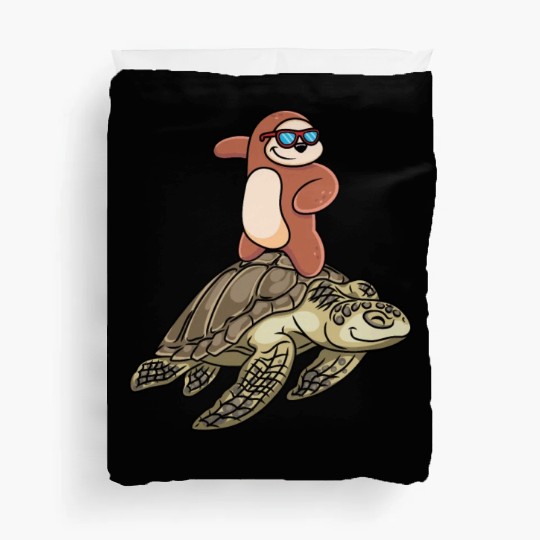 Sloth Surfing Turtle Slow Animal Lover Duvet Covers
