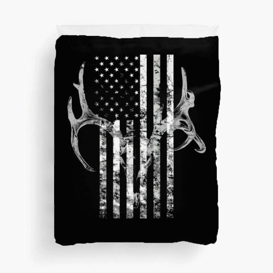 Hunting Deer Skull Flag Hunters Duvet Covers