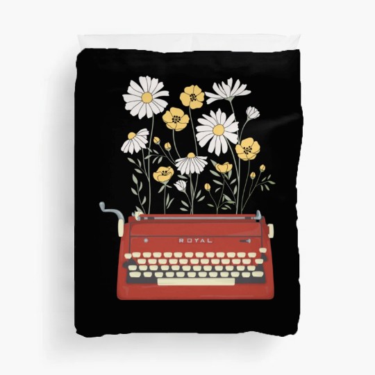 Wild Flower Type Writer Duvet Covers