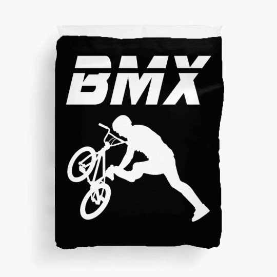 bmx race bike cyclist rider trick Duvet Covers