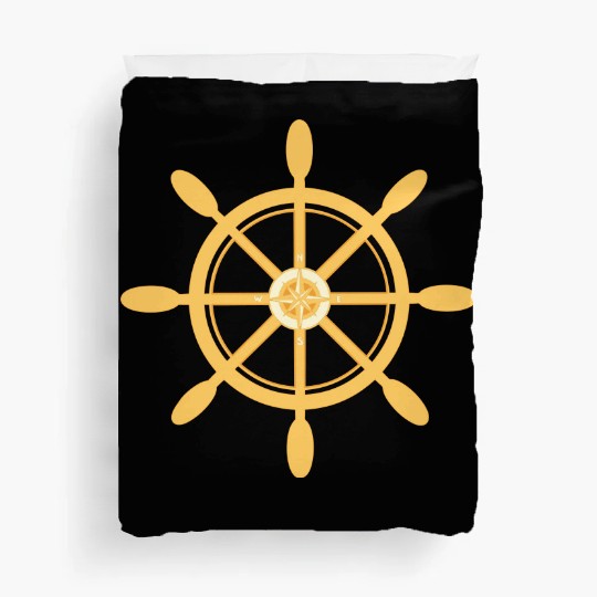 Ship's Wheel, nautical star & cardinal directions Duvet Covers