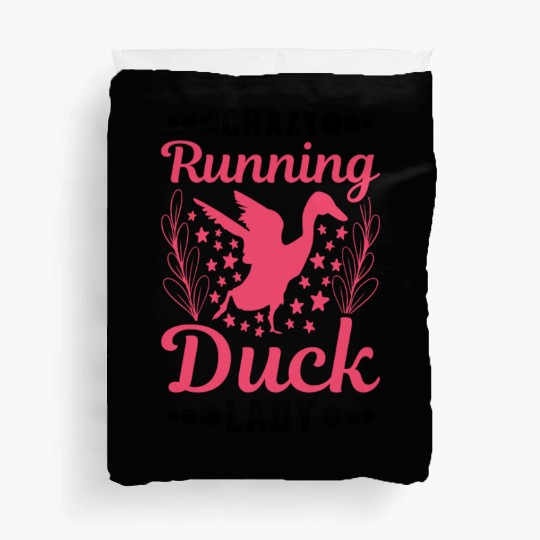 Crazy Running Duck Lady Bottle Duvet Covers