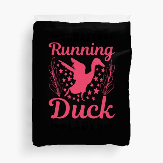 Crazy Running Duck Lady Bottle Duvet Covers