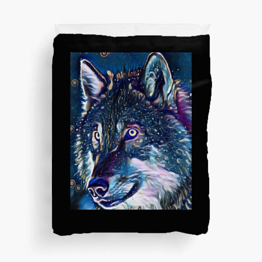 Cut Out Sticker Of Wolf In Midnight Duvet Covers