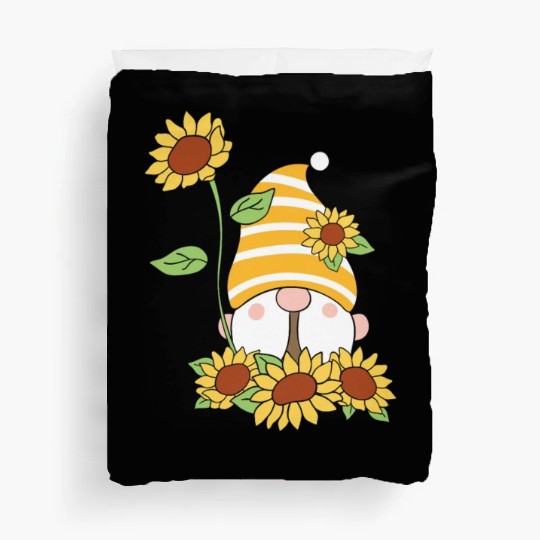 Gnome Sunflower Lover Gardening Gnomes Duvet Covers