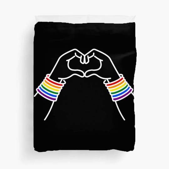 LGBT pride rainbow heart Duvet Covers