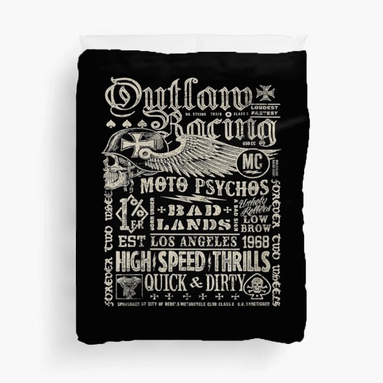 Womens Outlaw Racing Moto Psychos Skull Biker Duvet Covers