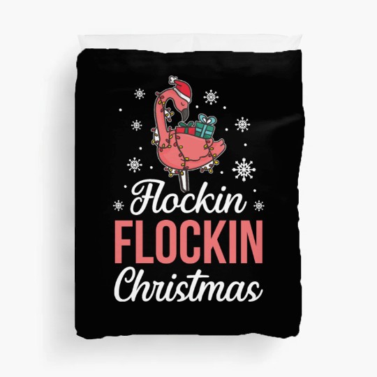 Christmas Pink Flamingo Flockin Xmas Holiday Gift Duvet Covers