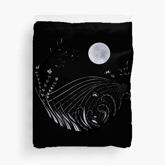 Full moon landscape Duvet Covers