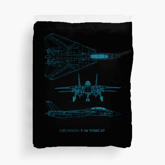 F-14 Tomcat Jet Fighter Blueprint Duvet Covers