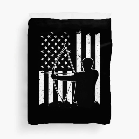 Patriotic Traditional Archery Hunting USA Flag Duvet Covers